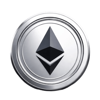 Floating graphic of an Ethereum ETH cryptocurrency coin